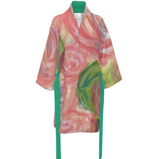 Handcrafted Pink Tea Rose Kimono