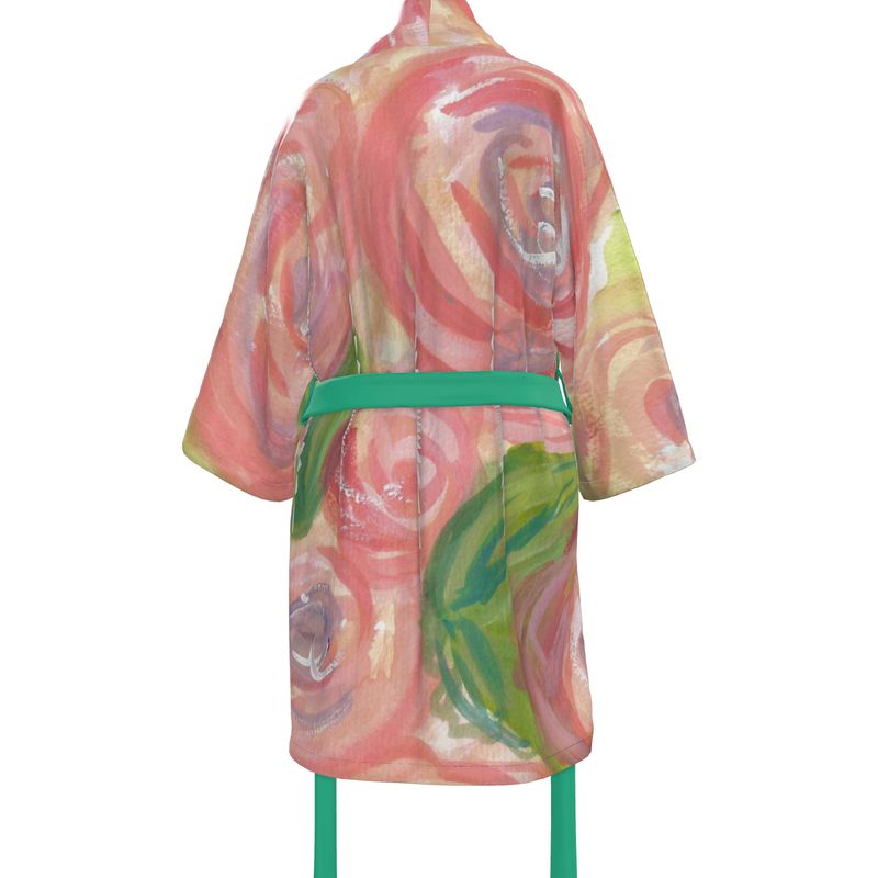 Handcrafted Pink Tea Rose Kimono