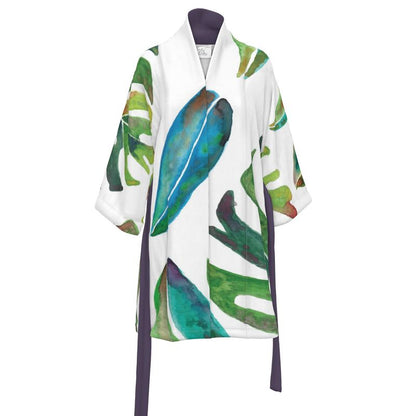 Handcrafted Tropical Leaf Kimono