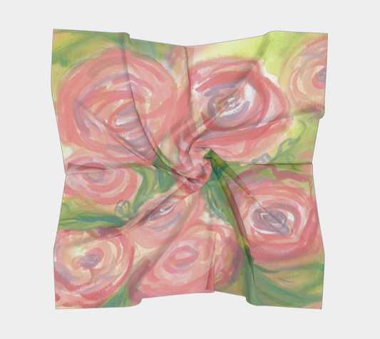 Pink Tea Rose Square Silk Scarf