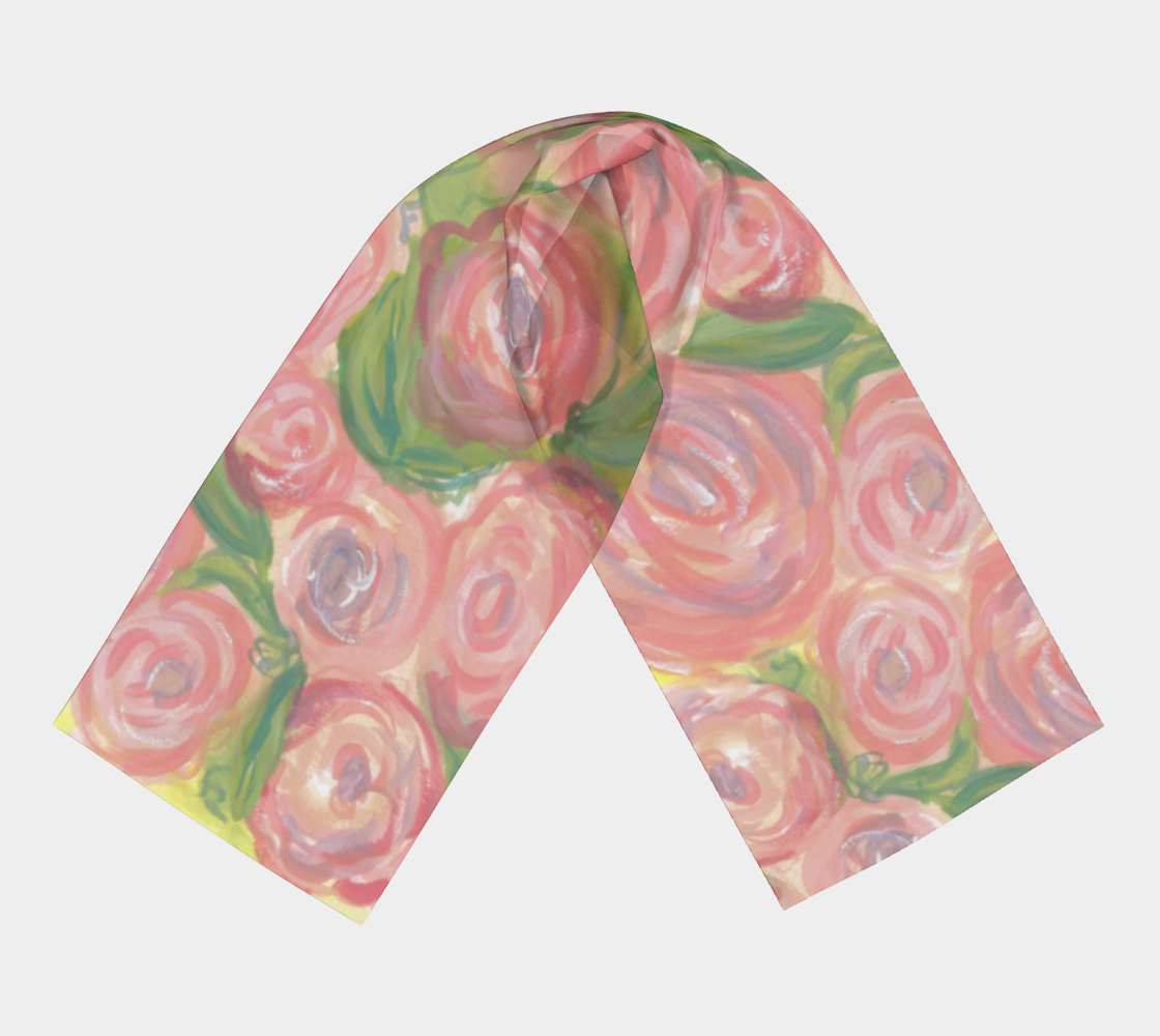 Pink Tea Roses Long Silk Scarf