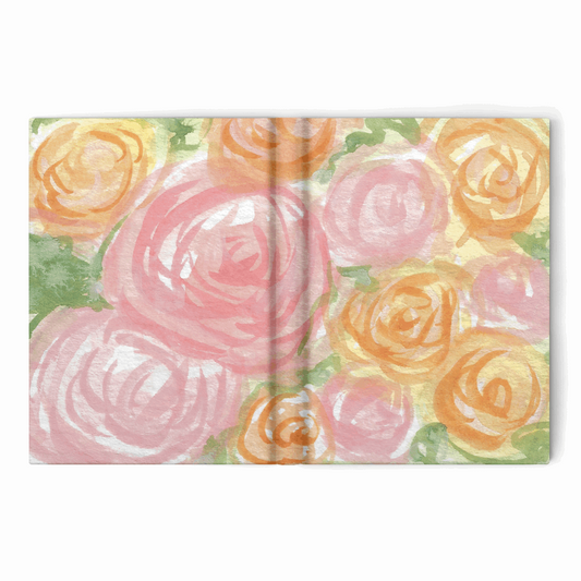 Hardcover Journal featuring Multiple Pink and Orange Roses Watercolor Art by Kristye Dudley